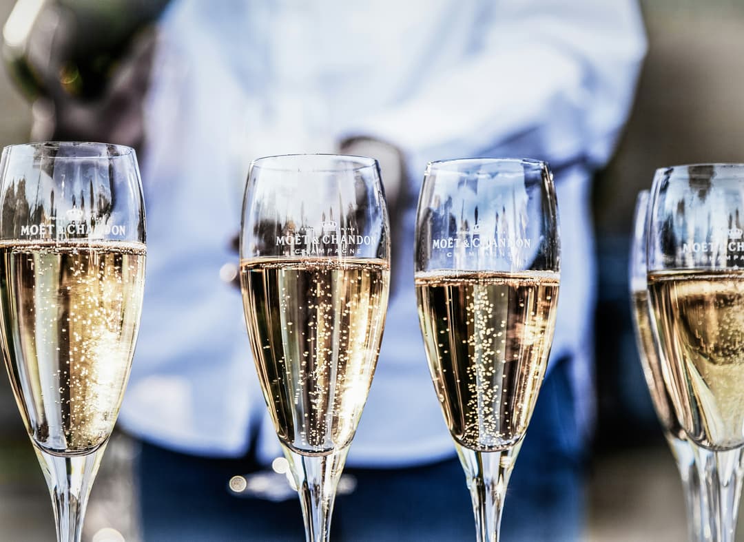 two champagne glasses